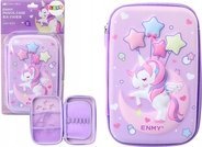 Piórnik LeanToys Duży Piórnik 3D Jednorożec Rozkładany Fioletowy 23x15x5 cm