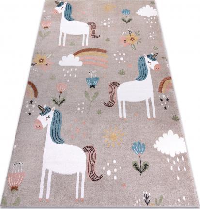 Dywany Łuszczów Dywan FUN Sweety dla dzieci, jednorożec, tęcza beż, 120x170 cm