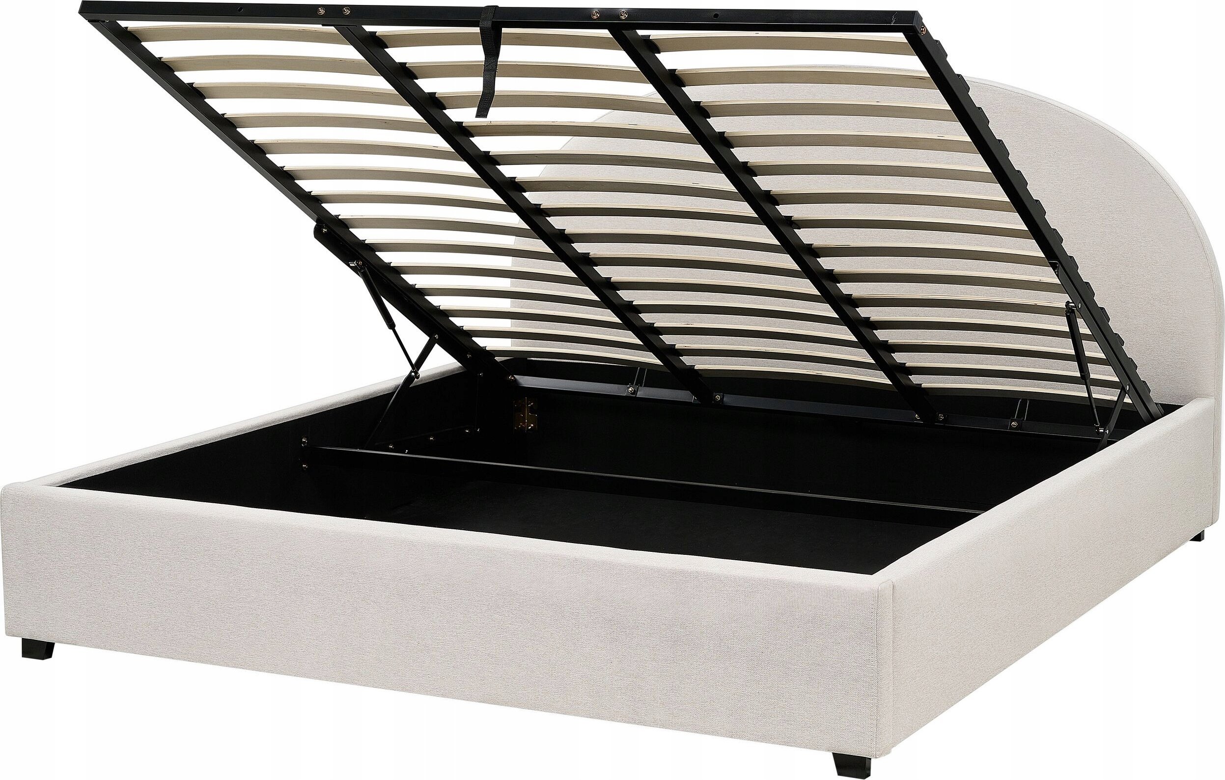 Beliani Łóżko z pojemnikiem tapicerowane 180 x 200 cm złamana biel VAUCLUSE