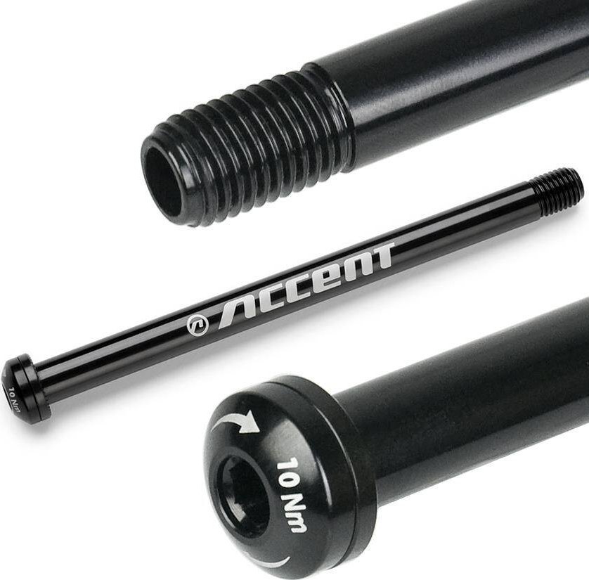 Accent Oś piasty przód Accent EVO 110x15mm (M15x1.5), długość 158 mm; gwint 12 mm, do Rock Shox