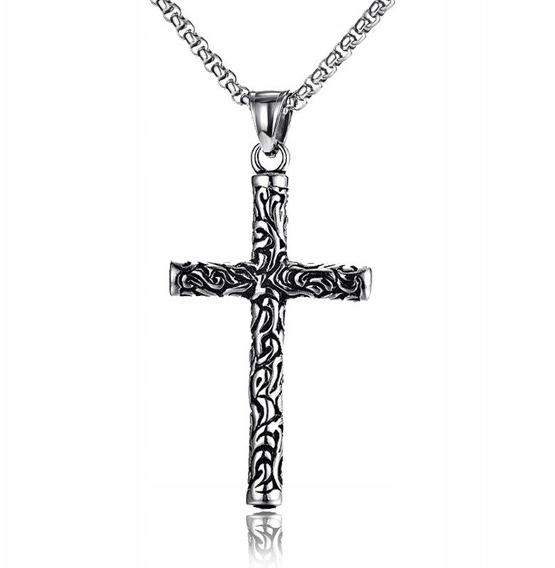 NASZYJNIK Srebrny Stal Łańcuszek KRZYŻYK 309