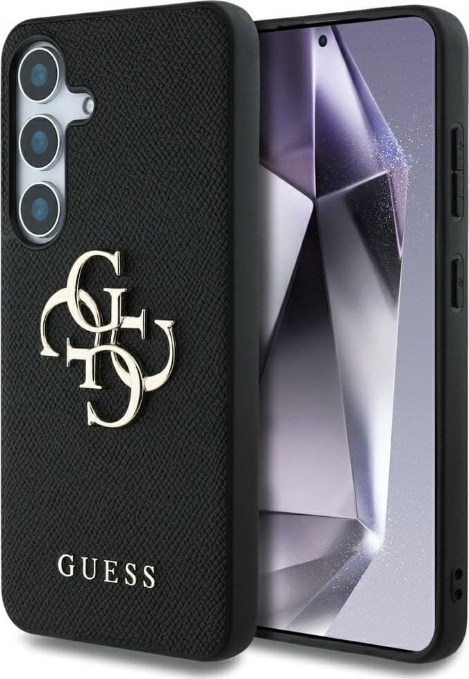 Guess Grained Big 4G Logo Small Classic Logo case for Samsung Galaxy S25 black