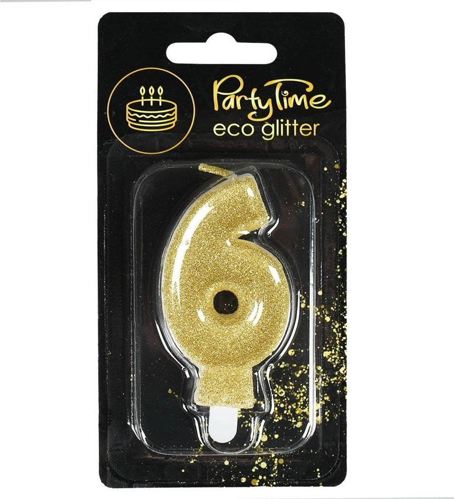 Świeczka 6 eko-brokat