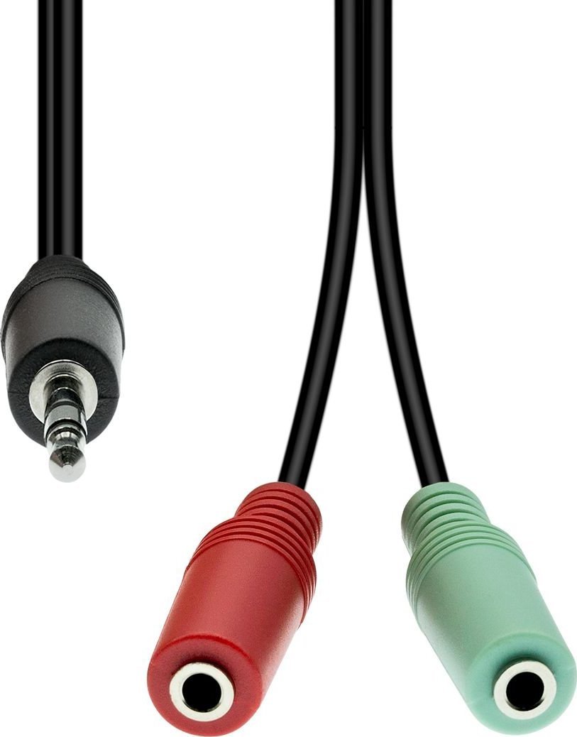 Kabel ProXtend Mini-Jack 4-Pin to 2x 3-Pin Cable M-F Black 30cm