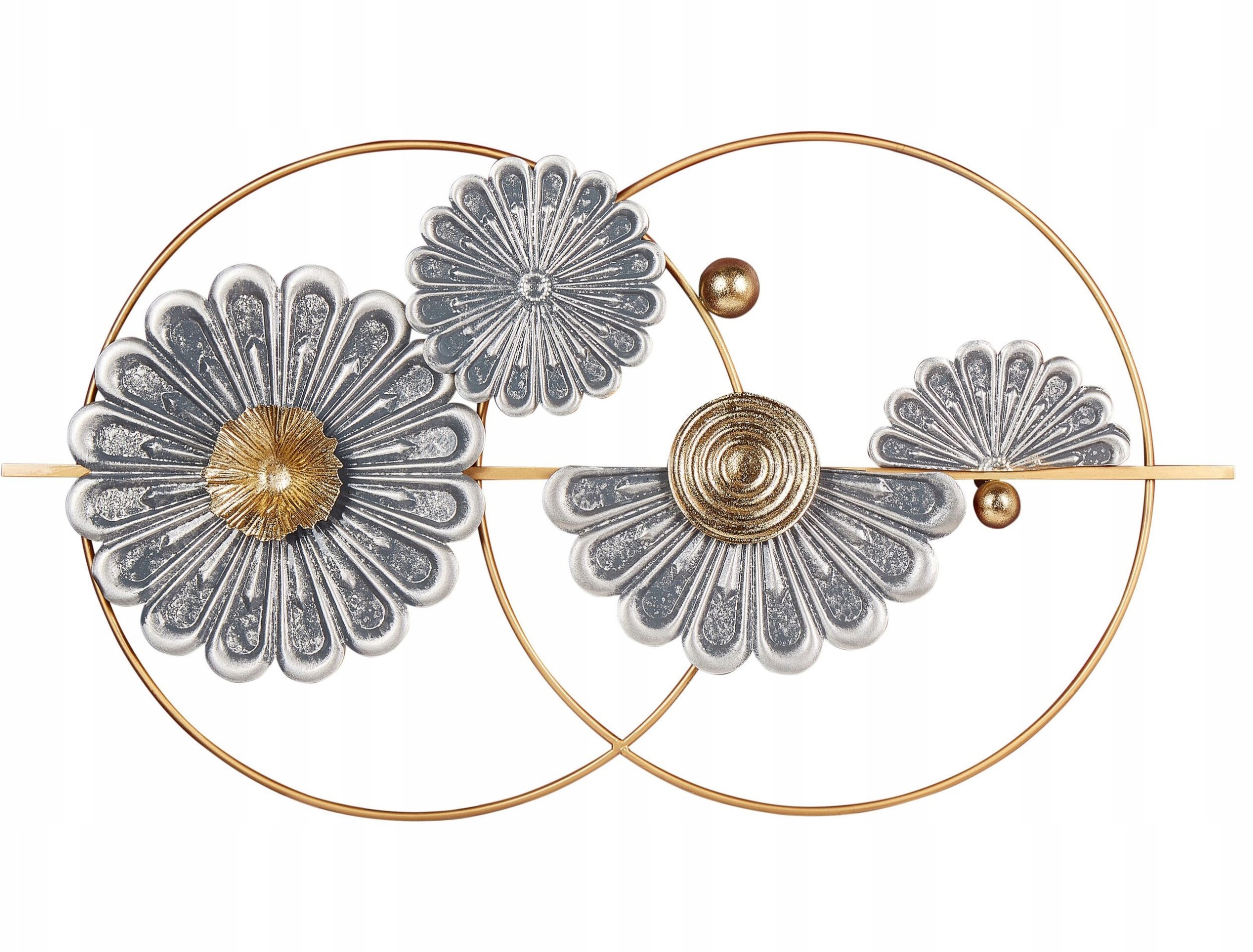 Beliani Dekoracja ścienna Kwiat PROMETHIUM Metal Złoty 51 cm