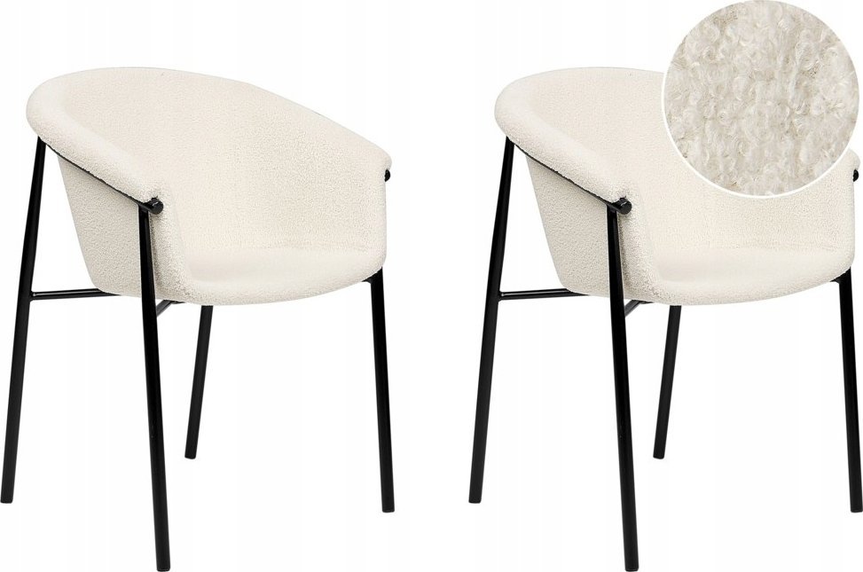 Beliani Zestaw 2 krzeseł do jadalni boucle biały AMES