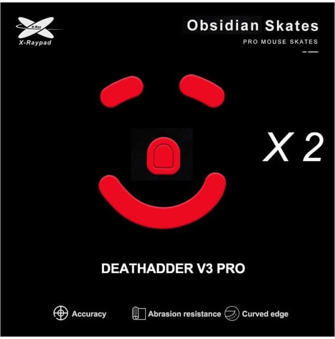 X-raypad Obsidian Skates Razer Deathadder V3 Pro Raudona 2 vnt. (Raudoni) Pakaitiniai Pelė Feet