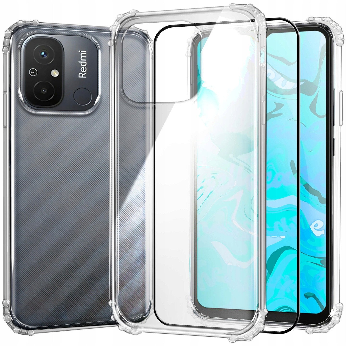 ETUI PANCERNE DO XIAOMI REDMI 12C | CASE SILIKON SLIM ANTI SHOCK SZKŁO 9H