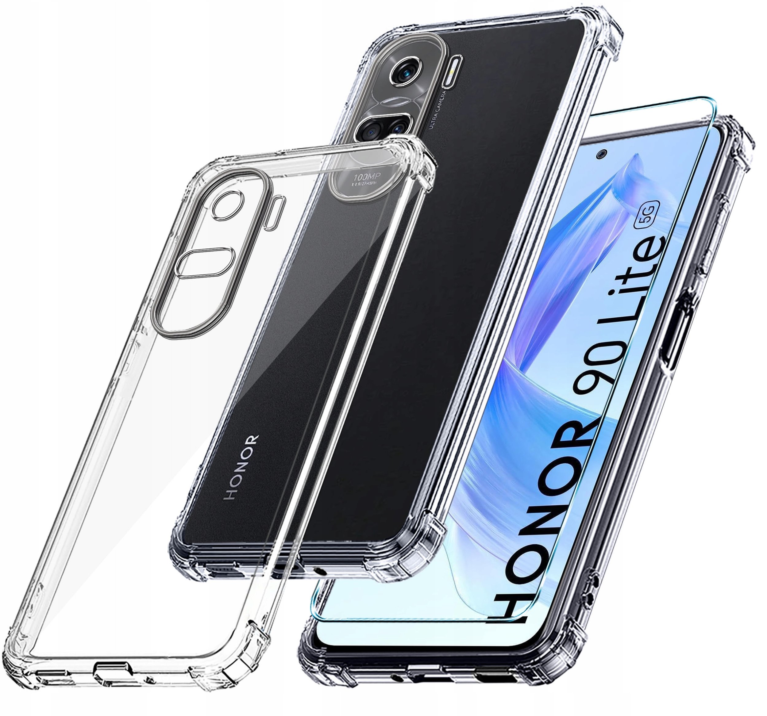 Etui do Honor 90 Lite 5G ANTI-SHOCK CLEAR CASE + Szkło OCHRONNE 9H