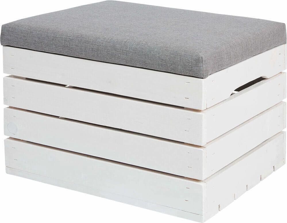 Elior Biała drewniana skrzynia z siedziskiem Alva 2X- 38 kolorów