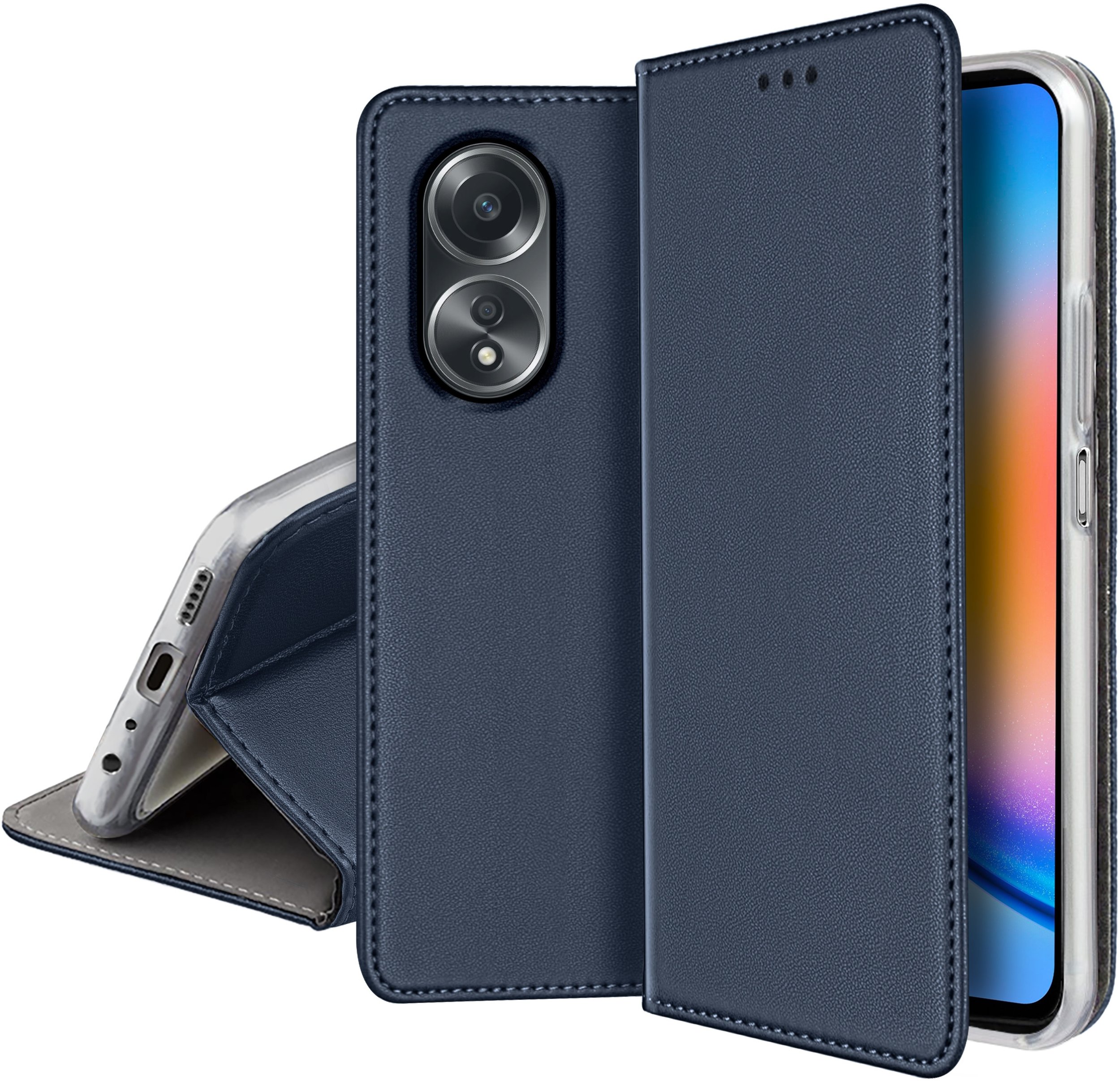 ETUI SKÓRZANE do OPPO A58 4G MAGNETYCZNE BOOK CASE TOKRA SZKŁO 9H