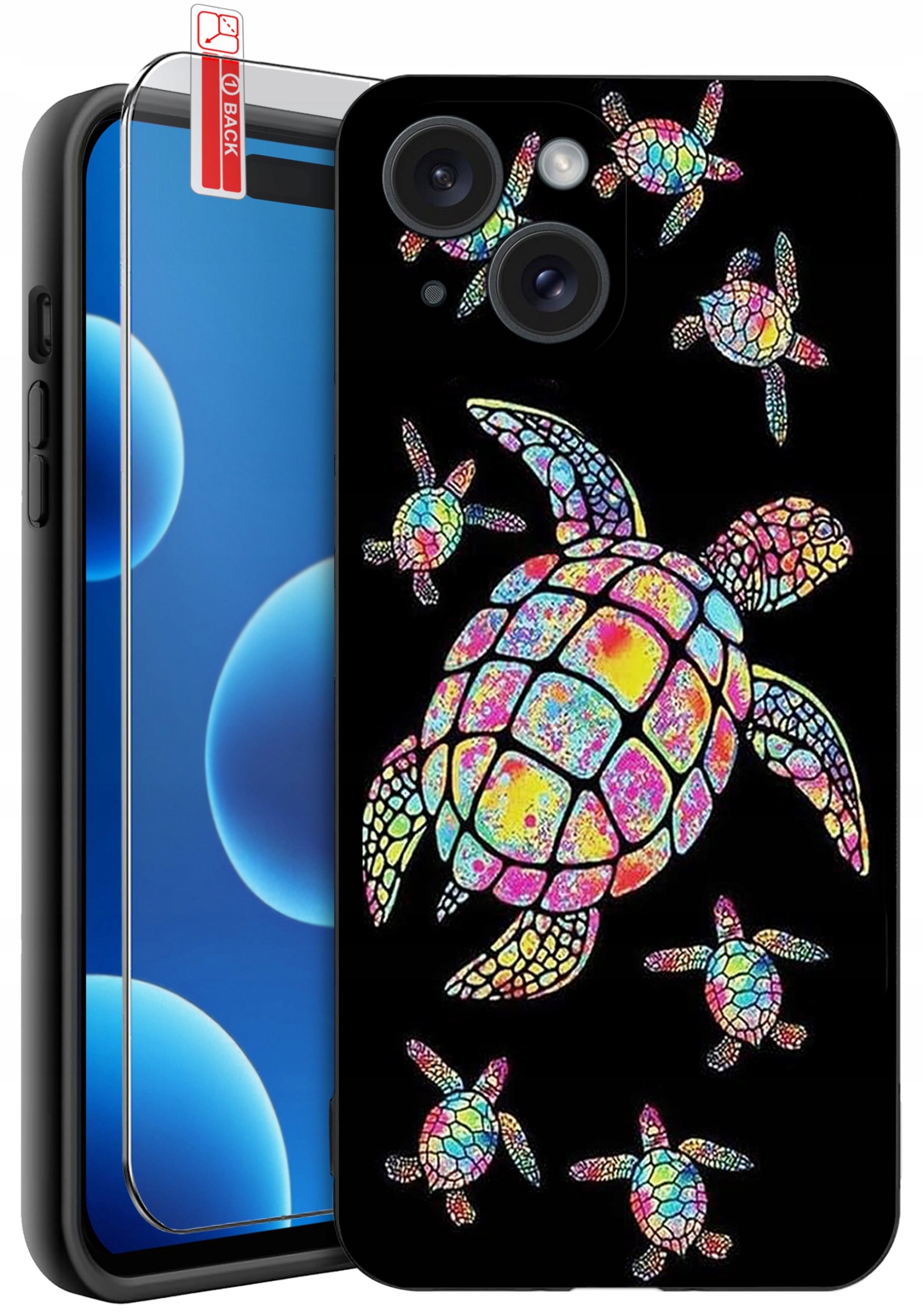 ETUI do iPhone 15 | WZORY | SILIKONOWE MATT CASE + SZKŁO 9H