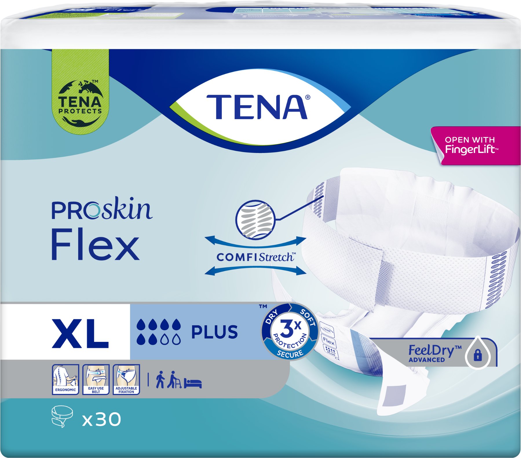 TENA FLEX PROSKIN PLUS XL '30 (niebieskie)