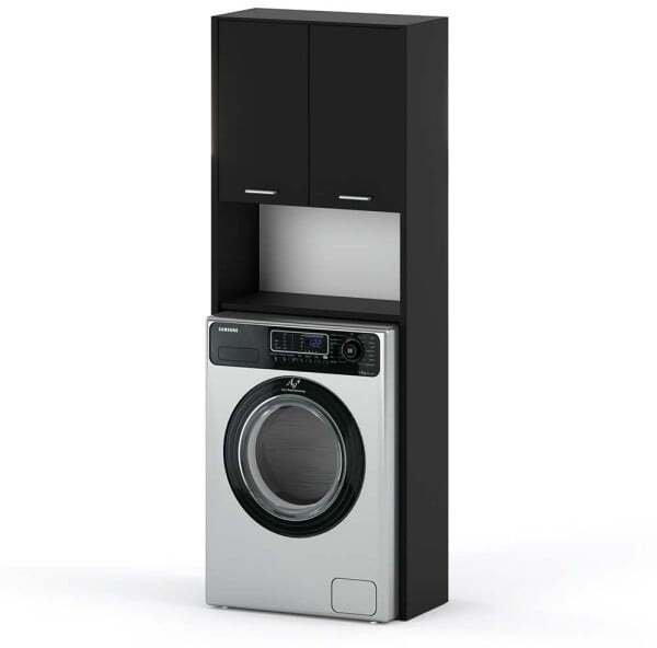 Szafka Łazienkowa Stojąca Nad Pralkę Słupek Regał Półki Loft Czarna