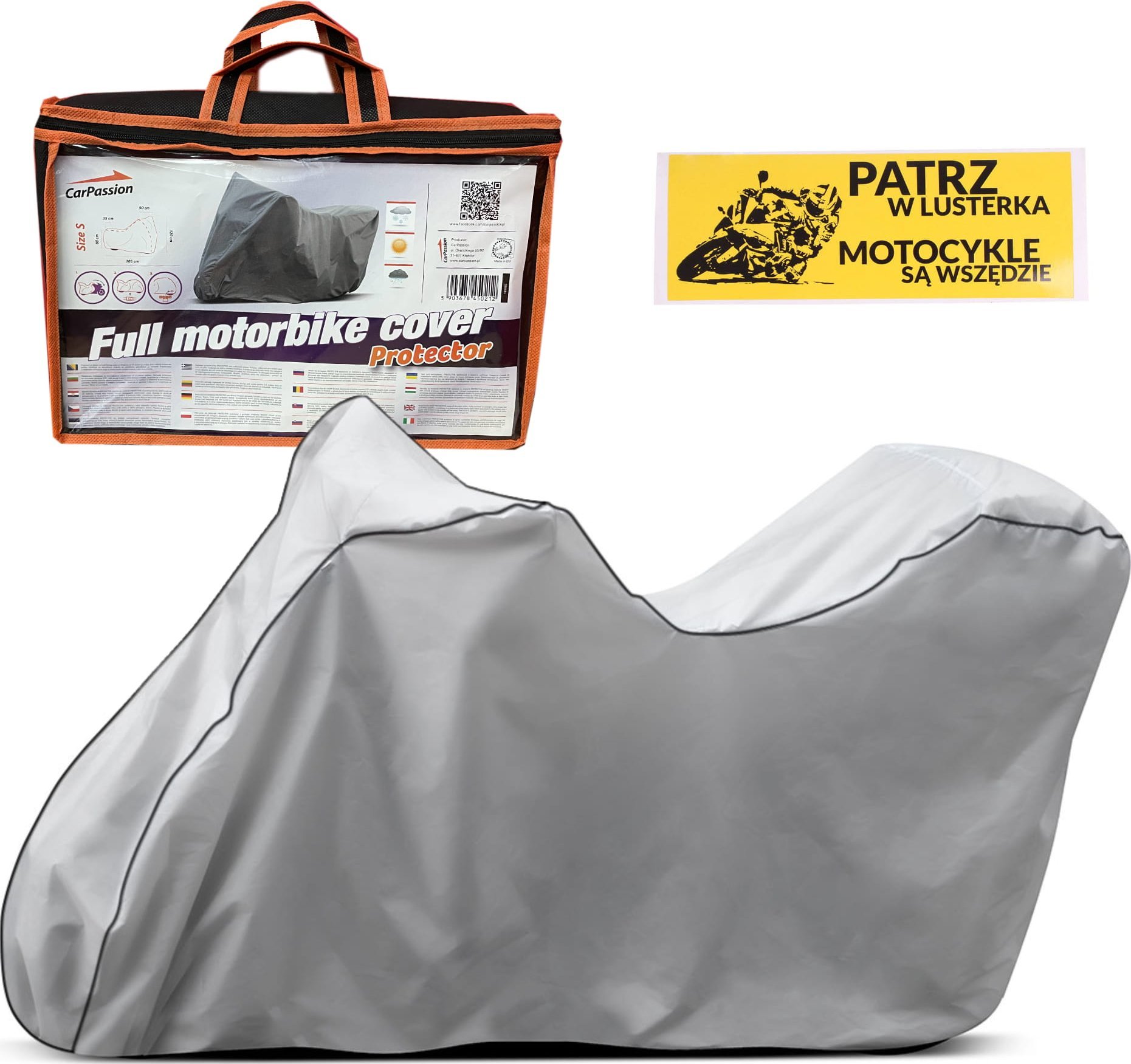 CARPASSION Pokrowiec ochronny na motocykl z kufrem Protector rozmiar S EAN : 5903678450175