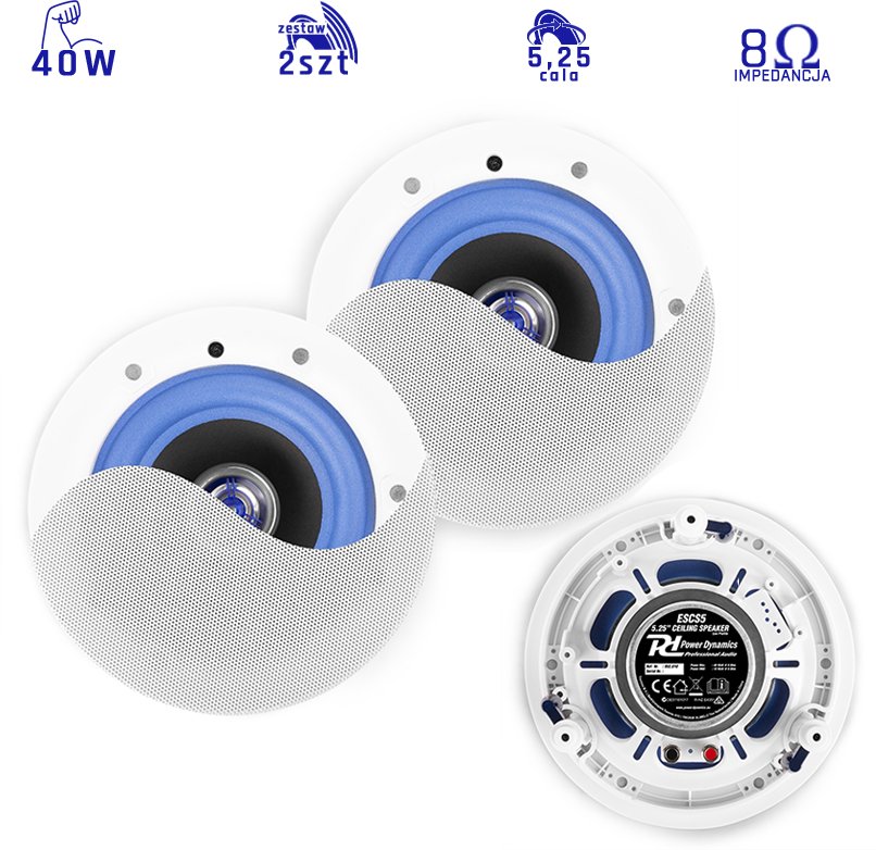 Zestaw głośników sufitowych 5,25 Power Dynamics one size