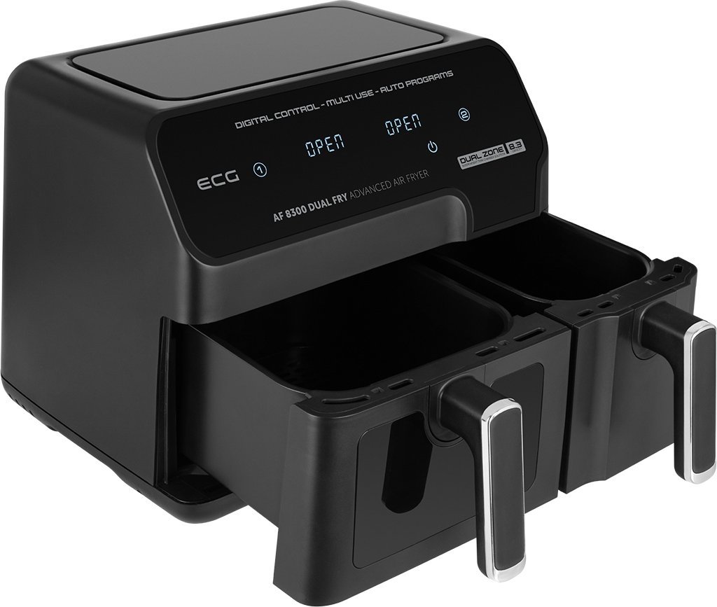 Frytkownica beztłuszczowa ECG ECG AF 8300 Dual Fry Hot air fryer, 5.2 L + 3.1 L, temperature setting 80-200 °C, 60 min timer