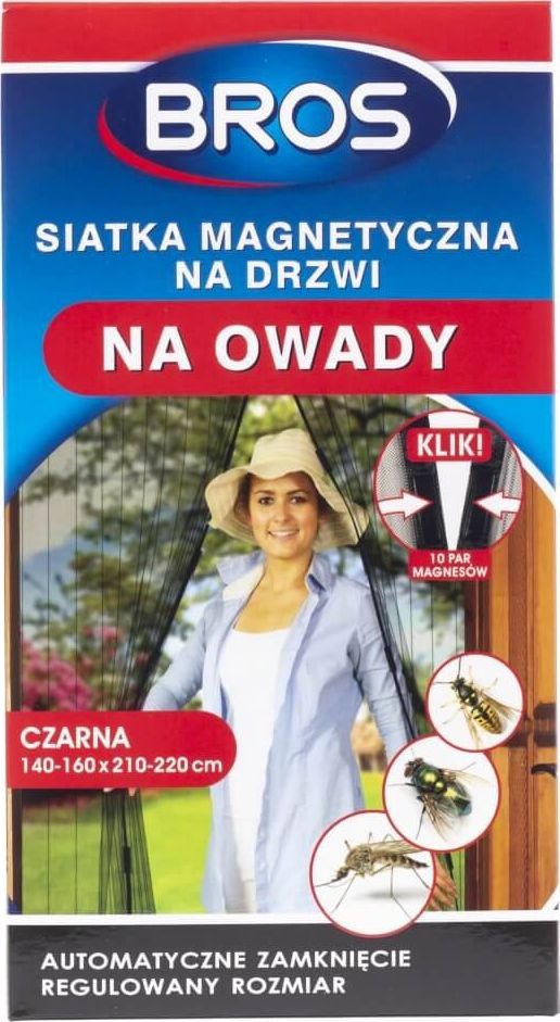 Bros Bros Siatka magnetyczna na drzwi na owady czarna 160 x 220 cm
