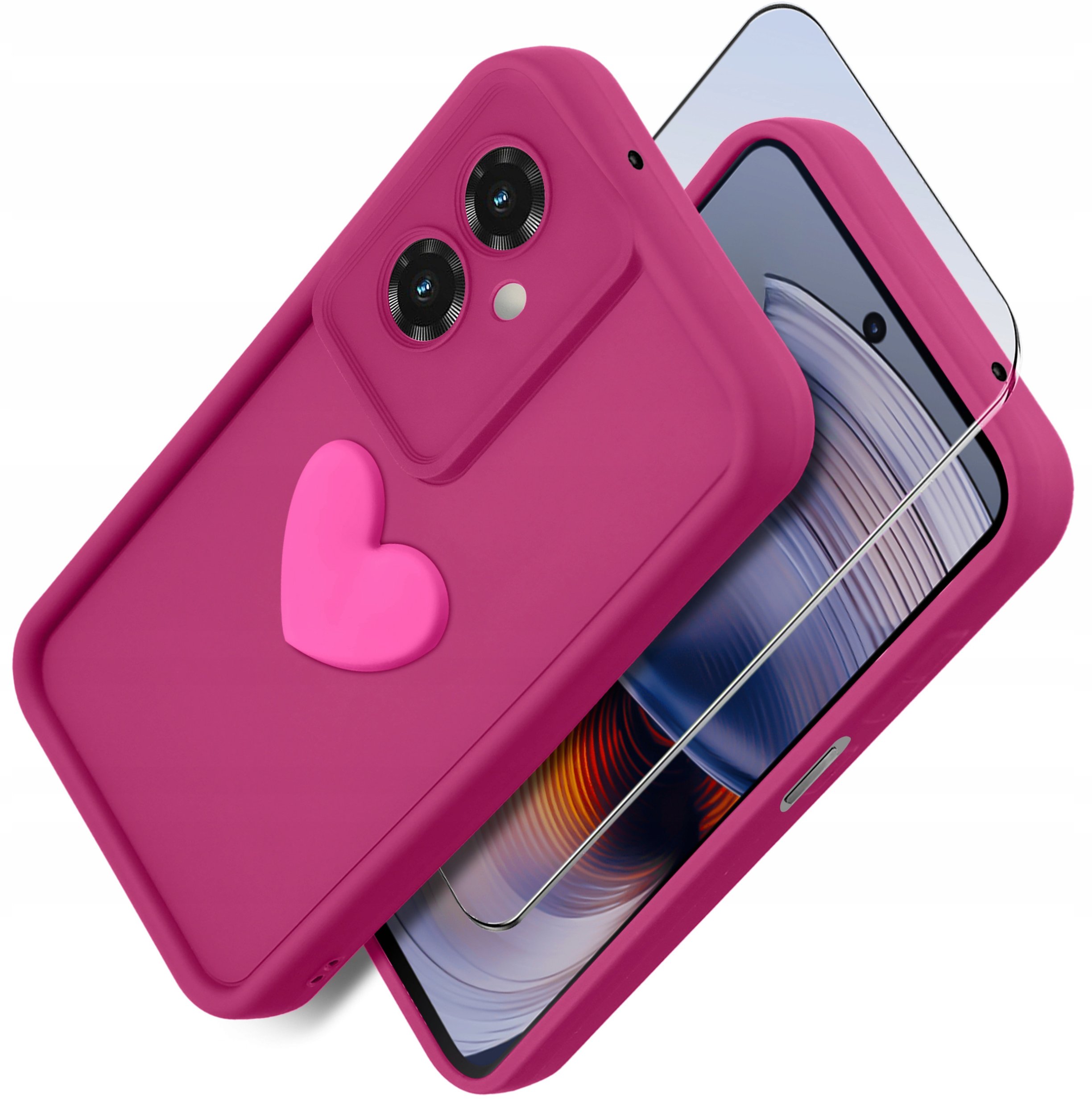 Etui do Motorola Moto G55 5G silikonowe MATOWE serce + Szkło na ekran