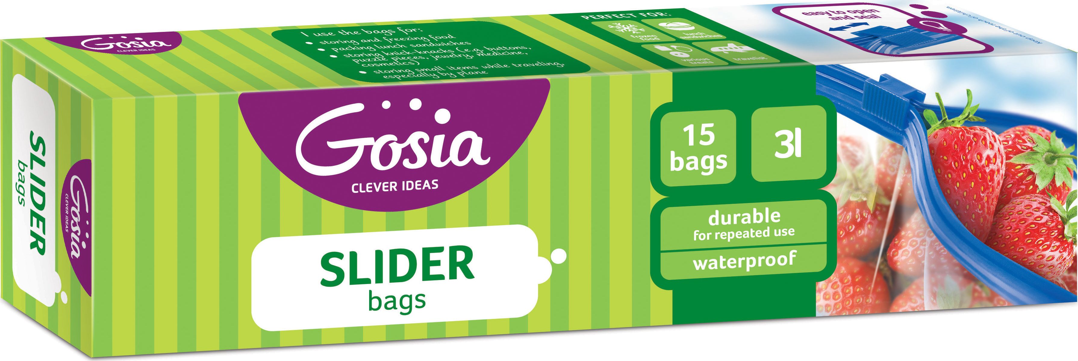 Politan Gosia Maišeliai "GOSIA" Zipper, 3L, 15vnt.