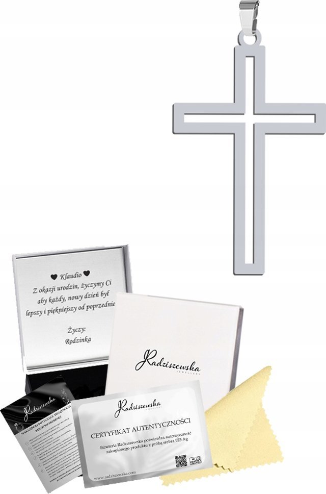Radziszewska Jewellery Srebrny Medalik z Krzyżykiem Srebro 925 Prezent Komunia ŻYCZENIA GRATIS