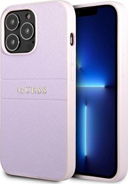 Guess GUHCP13LPSASBPU iPhone 13 Pro / 13 6,1" purpurowy/purple Saffiano Hot Stamp & Metal Logo