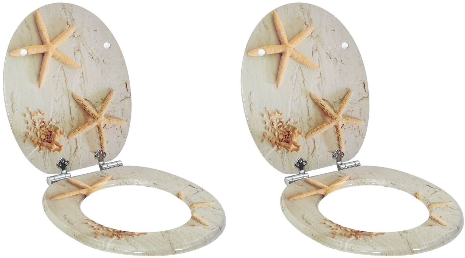 Deska bidetowa vidaXL Deska toaletowa 2 pcs Żółty i Biały 44 x 38 cm Płyta MDF