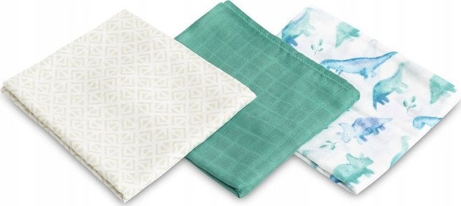 PIELUCHA BAMBUSOWA 3-pak DINO GREEN 70X80