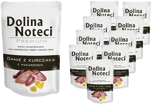 Mokra karma dla dorosłych psów wszystkich ras Dolina Noteci Premium Danie z kurczaka z makaronem zestaw 10 x 100 g