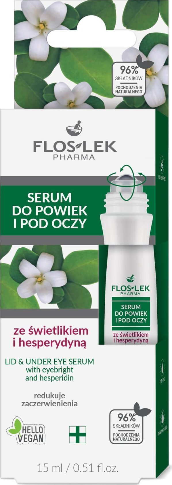 Floslek FLOSLEK Oczy Serum do powiek i pod oczy ze świetlikiem i hesperydyną 15 ml