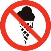 Pn. AS019 Piktogram "Zakaz wchodzenia z lodami" samoprzylepna folia PCV