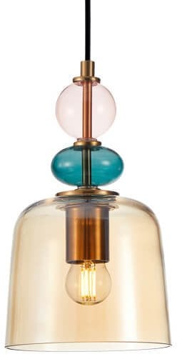 Italux Namos PND-27092A-MC-BRO lampa wisząca zwis nowoczesna modern metalowa szklany klosz bursztynowy miska 1x40W E27 czarna/multikolor