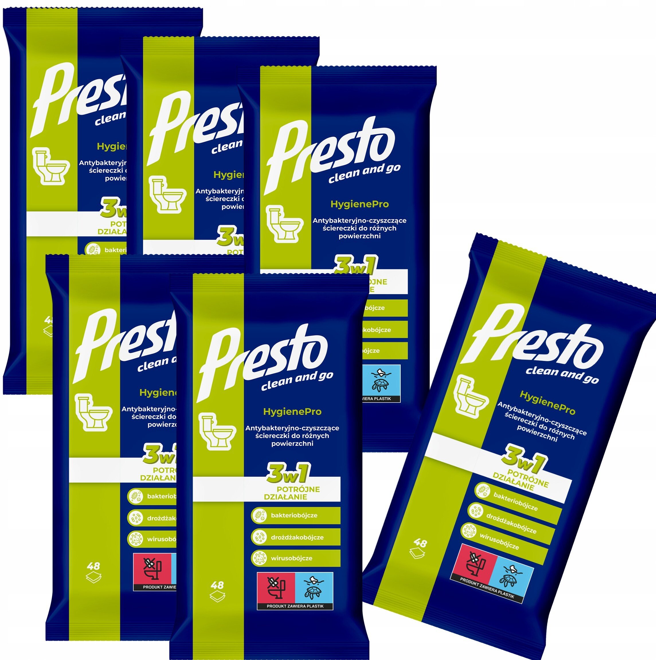 Presto Ściereczki Nawilżane 48szt. - Dezynfekcja Toalet WC