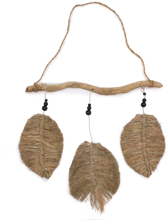 Dekoracja Ścienna z Trawy Morskiej - Liście z Rafii