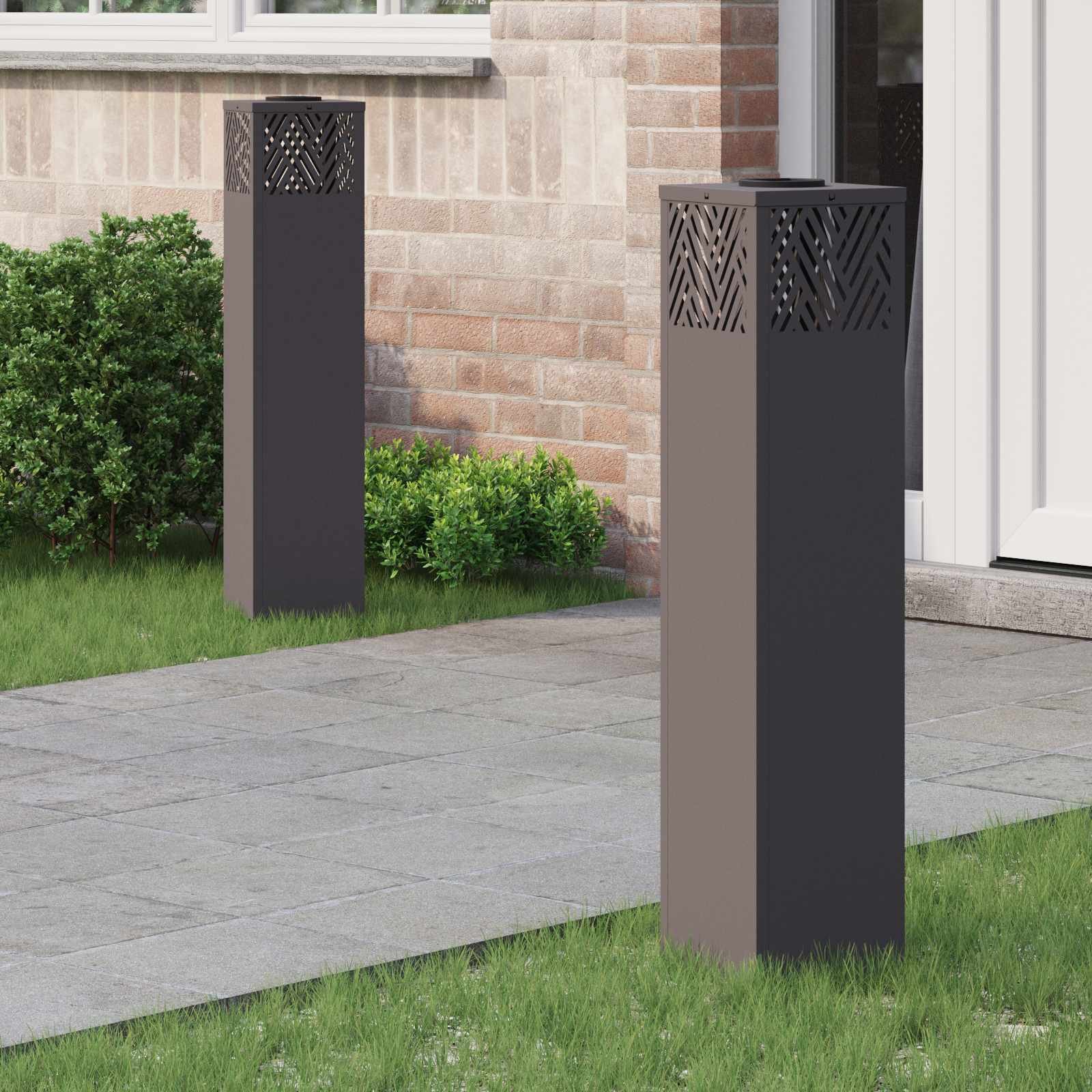 vidaXL Słoneczna LED lampa na ścieżkę Jodełka 2 pcs Czarny