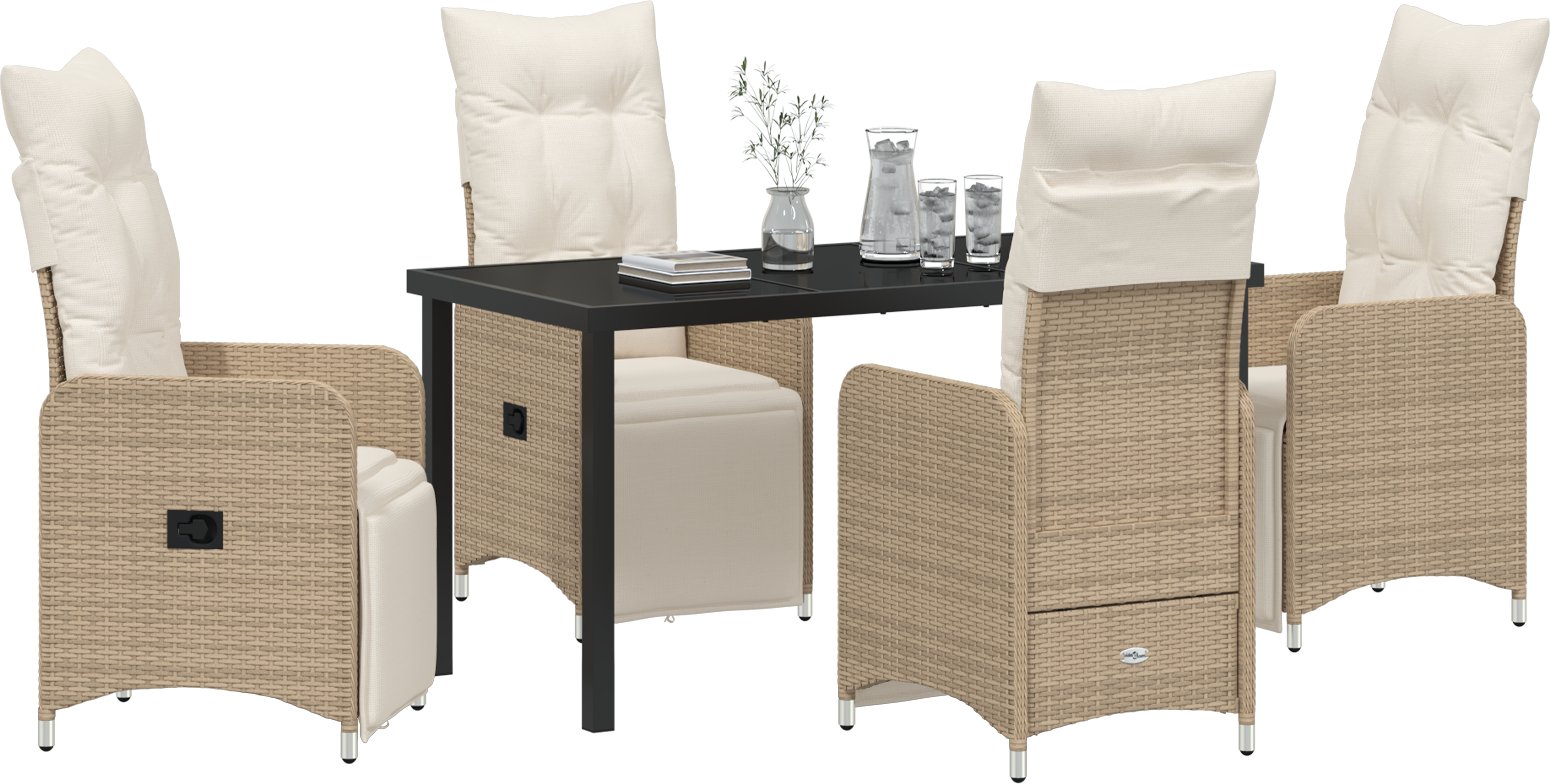vidaXL Zestaw 5-częściowy do jadalni ogrodowej z poduszkami Beżowy Polirattan