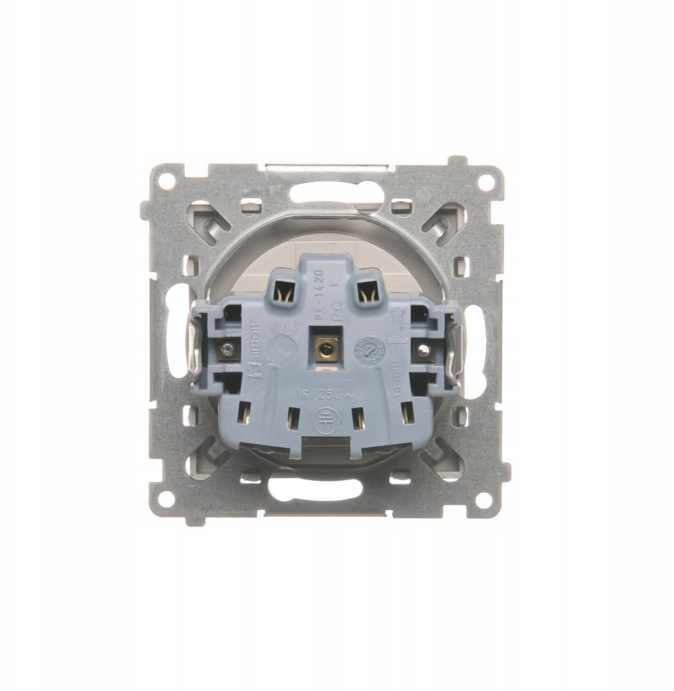 Gniazdo wtyczkowe Kontakt-Simon 55 TGZ1CZ.01/144 pojedyncze z uziemieniem i przesłonami moduł 16 A, 250V~, szybkozłącza szampański mat