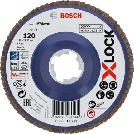 Bosch Bosch X-LOCK serrated lock washer X571 Best for Metal, 125mm, grinding disc (O 125mm, K 120, straight version)