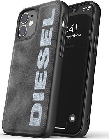 Diesel DIESEL MOULDED CASE BLEACHED DENIM IPHONE 12 MINI SZARY/BIAŁY standard
