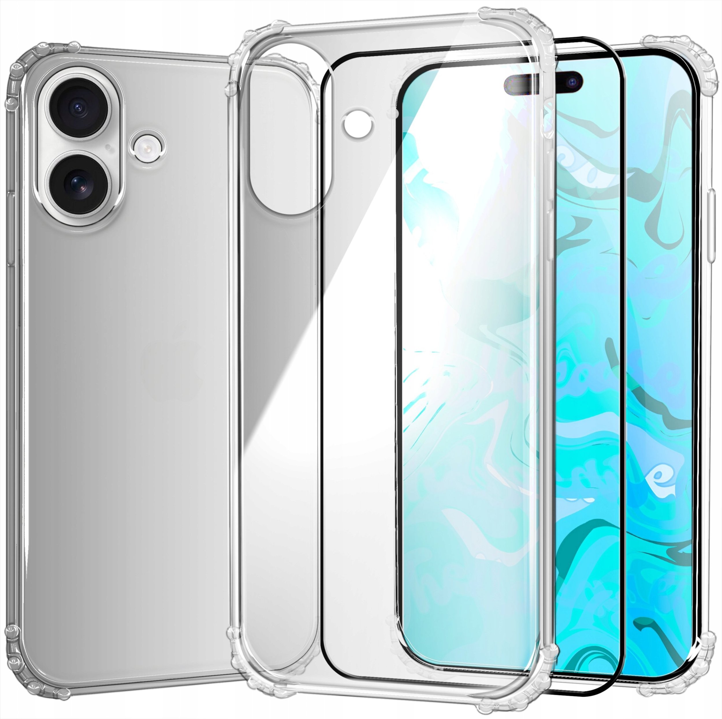 ETUI PANCERNE DO APPLE IPHONE 16 | CASE PLACKI SILIKON ANTI SHOCK SZKŁO