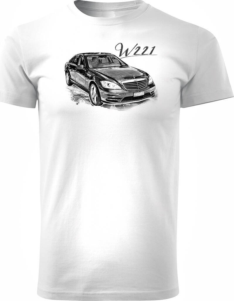 Topslang Koszulka kolekcjonerska z samochodem Mercedes S W221 męska biała REGULAR XL