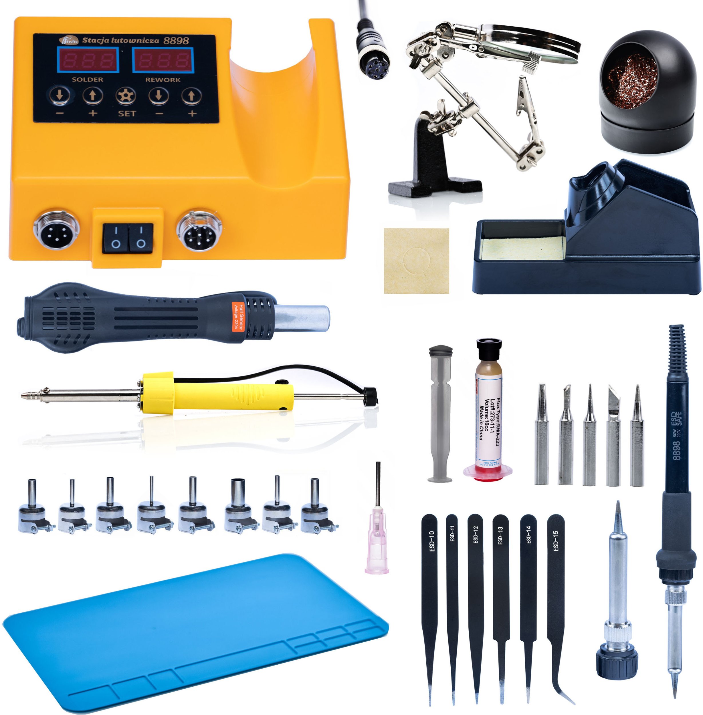 STACJA LUTOWNICZA GROTY ODSYSACZ ELEKTRYCZNY RĘKA TOPNIK 6XPĘSETA CZYŚCIK