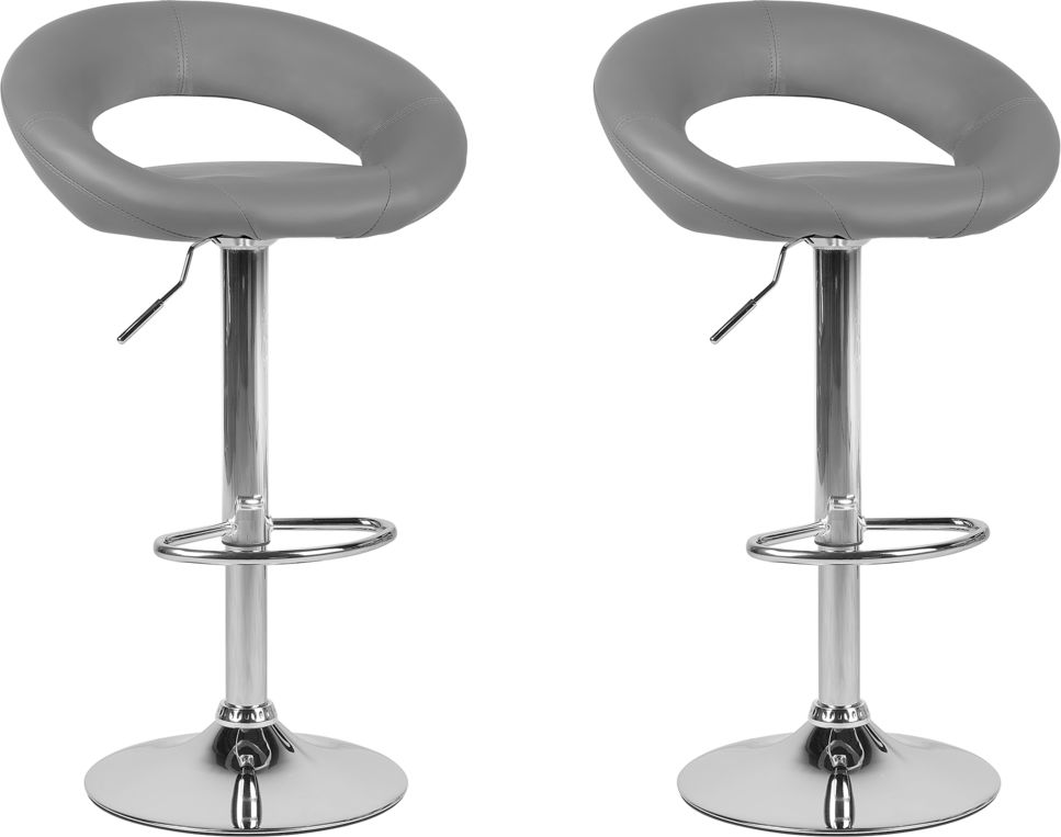 Beliani Zestaw 2 hokerów barowych regulowanych szary PEORIA
