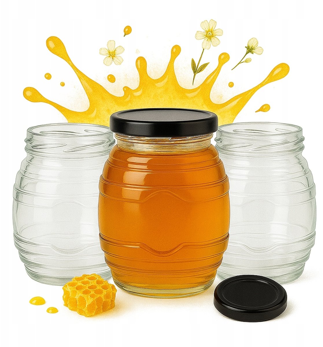 5x Słoik Szklany UL 380 ml na Miód Dżem Kremy Konfitury Prezent Ślub Słoiki