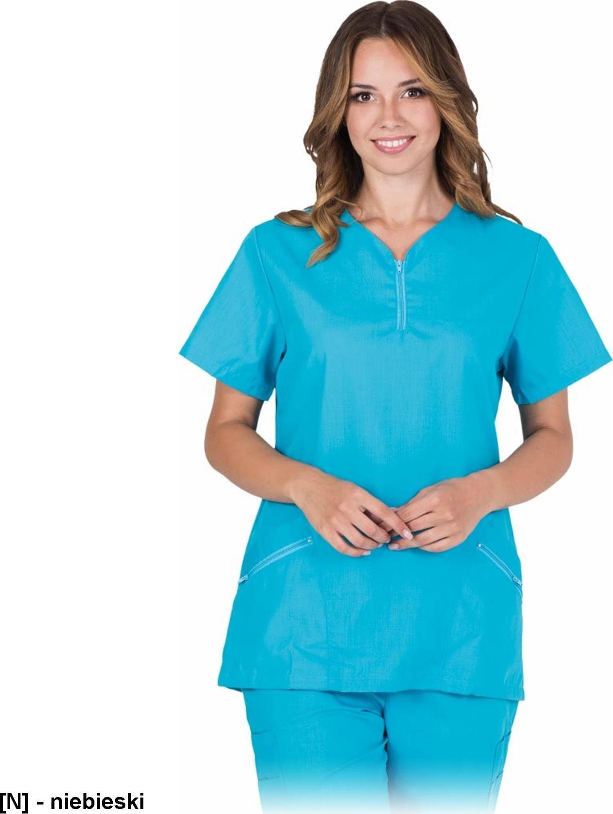 R.E.I.S. CANZONA-J - bluza damska ochronna z krótkim rękawem, 2 kieszenie, dekolt z suwakiem 2XL