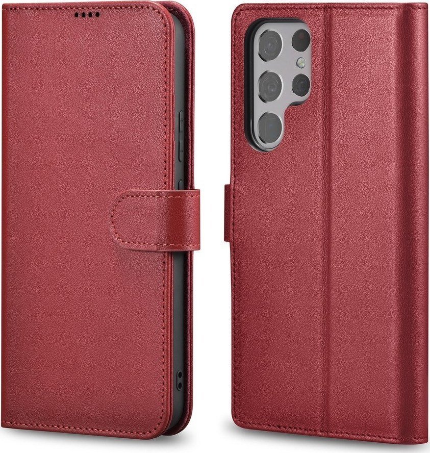 iCarer Etui ICarer Haitang Leather Wallet Case do Samsung Galaxy S22 Ultra czerwony