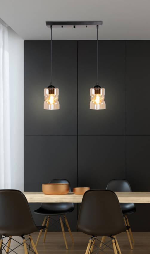 Lampa wisząca Candellux Lampa wisząca czarna/bursztynowa listwa 2xE27 Felis 32-00170