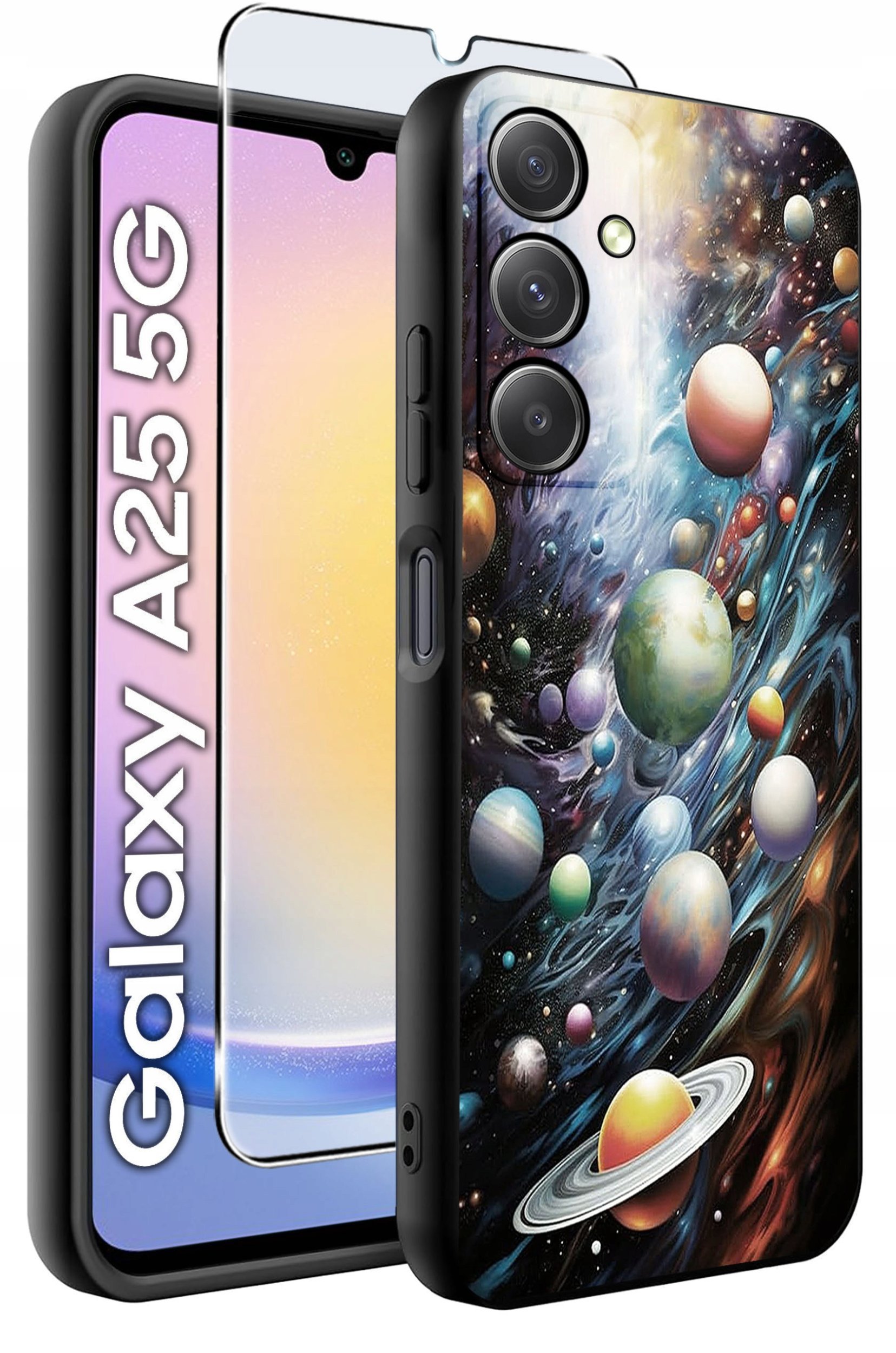 ETUI do Samsung A25 5G WZORY | SILIKONOWE MATT CASE + SZKŁO HARTOWANE 9H