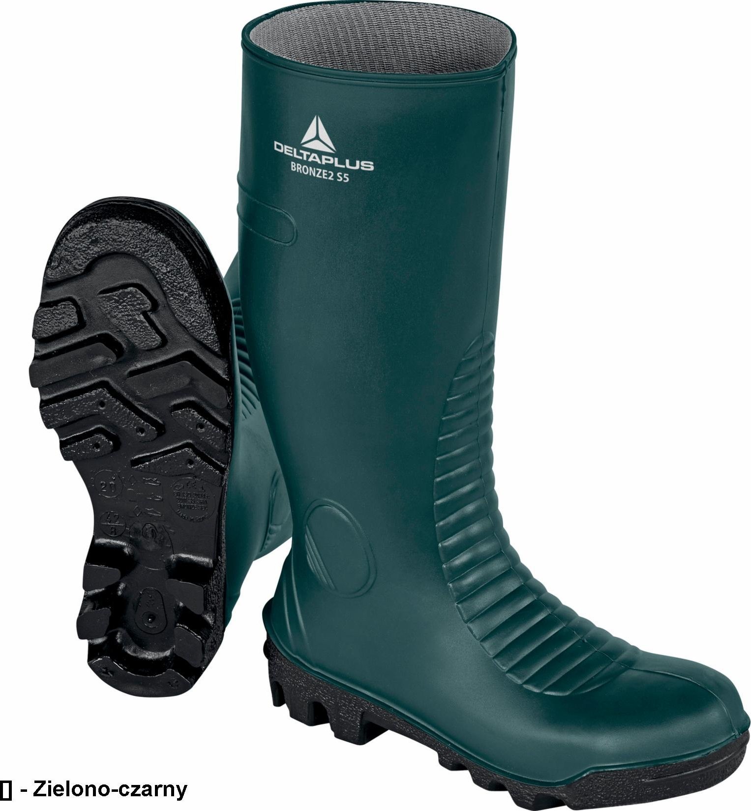 Delta Plus BRONZE2 S5 SRA - KALOSZE WYSOKIE BEZPIECZNE Z PVC - S5 SRA - promocja do 30.06.2022 - zielono 43