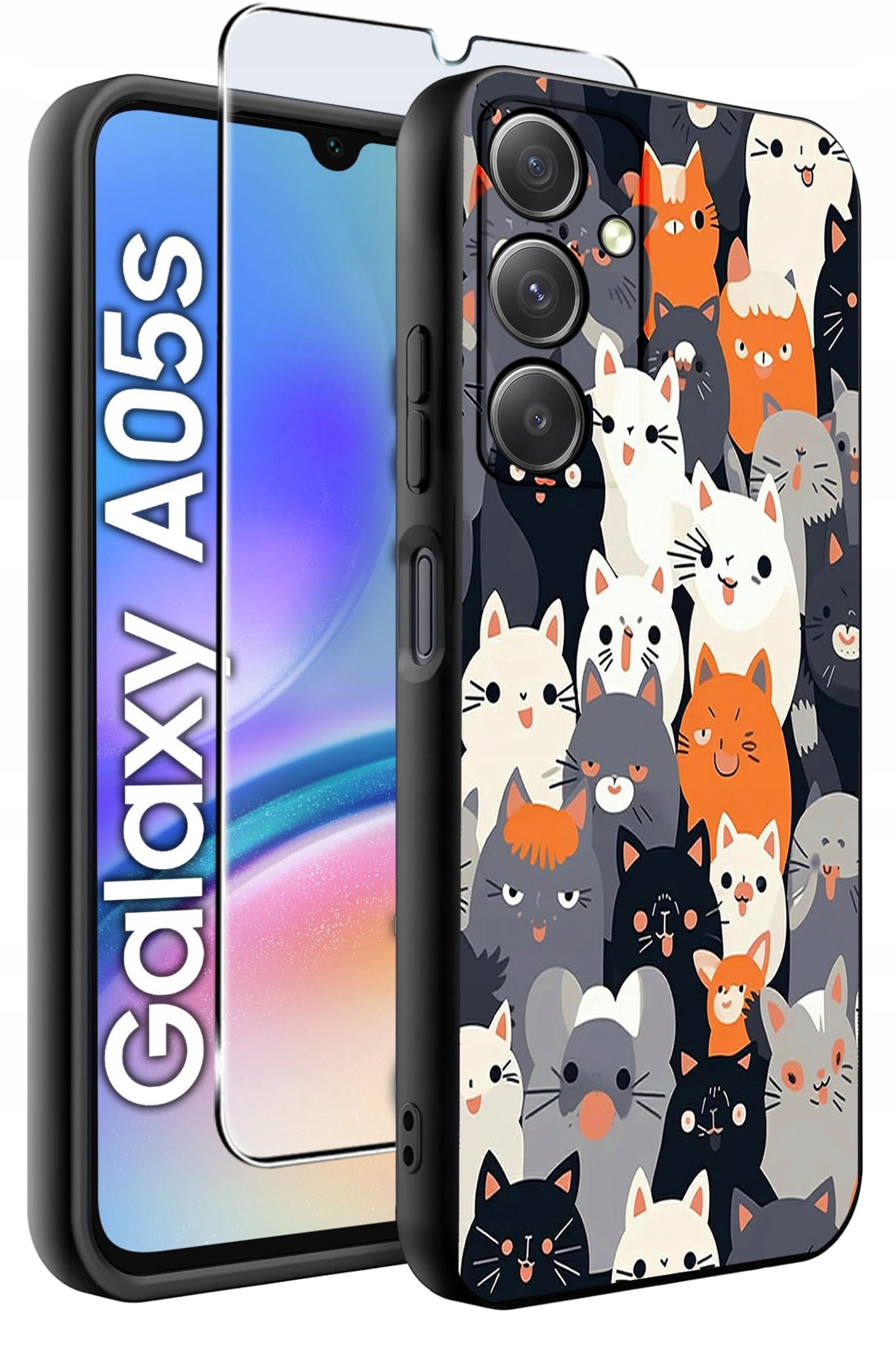 ETUI do Samsung A05s WZORY | SILIKONOWE MATT CASE + SZKŁO 9H